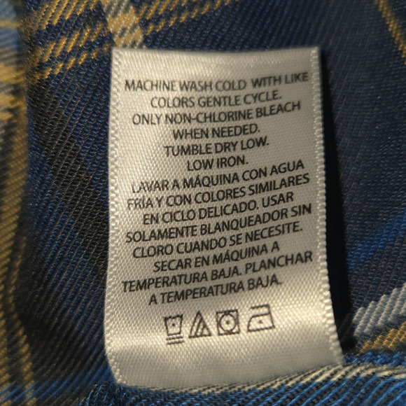 Swiss Tech Mens Medium 38-40 Button Down Shirt Flannel Blue Brown Plaid - Picture 11 of 11